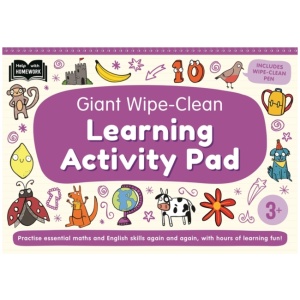 3+ Giant Wipe-Clean Learning Activity Pad: Practise essential pre-school skills | Reusable home-learning activities | Wipe-clean pen included