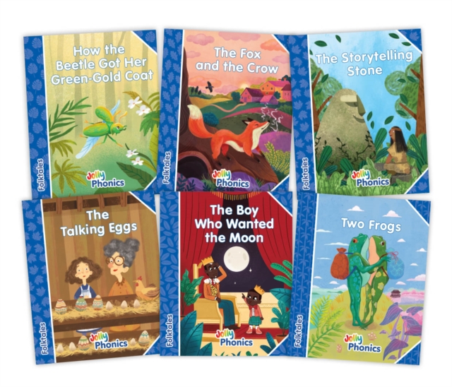Jolly Phonics Folktales Blue Readers (Level 4) Complete Set (1-6): in Precursive Letters (British English edition)